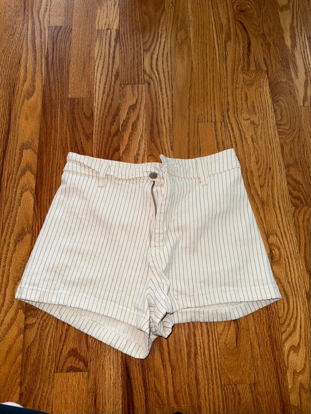 Universal Thread Cream White Pinstripe High-Rise Jean Shorts